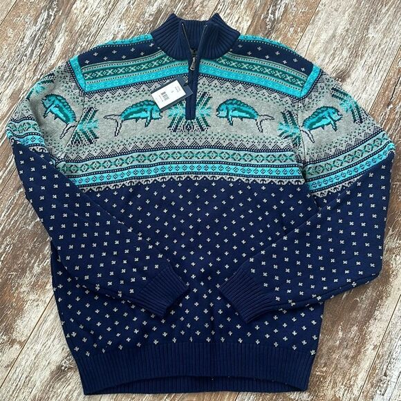 NWT Crown & Ivy Fish Pullover Sweater size Large - Picture 1 of 4